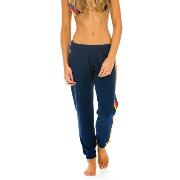 Aviator Nation Women’s 5 Stripe Sweatpants Navy M - Picture 8 of 9